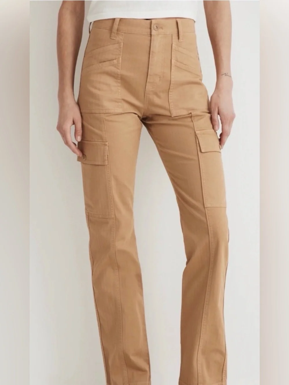 Madewell Garment Dyed 90’s High-Rise Straight Cargo Pants in Tan- Size 30